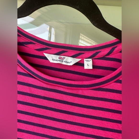 Vineyard Vines Crewneck Women’s Pima Cotton Modal Pink Navy Stripe Top Large - Picture 4 of 8